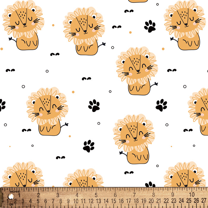 Lions Kiddy Paw Prints Flannel Fabric