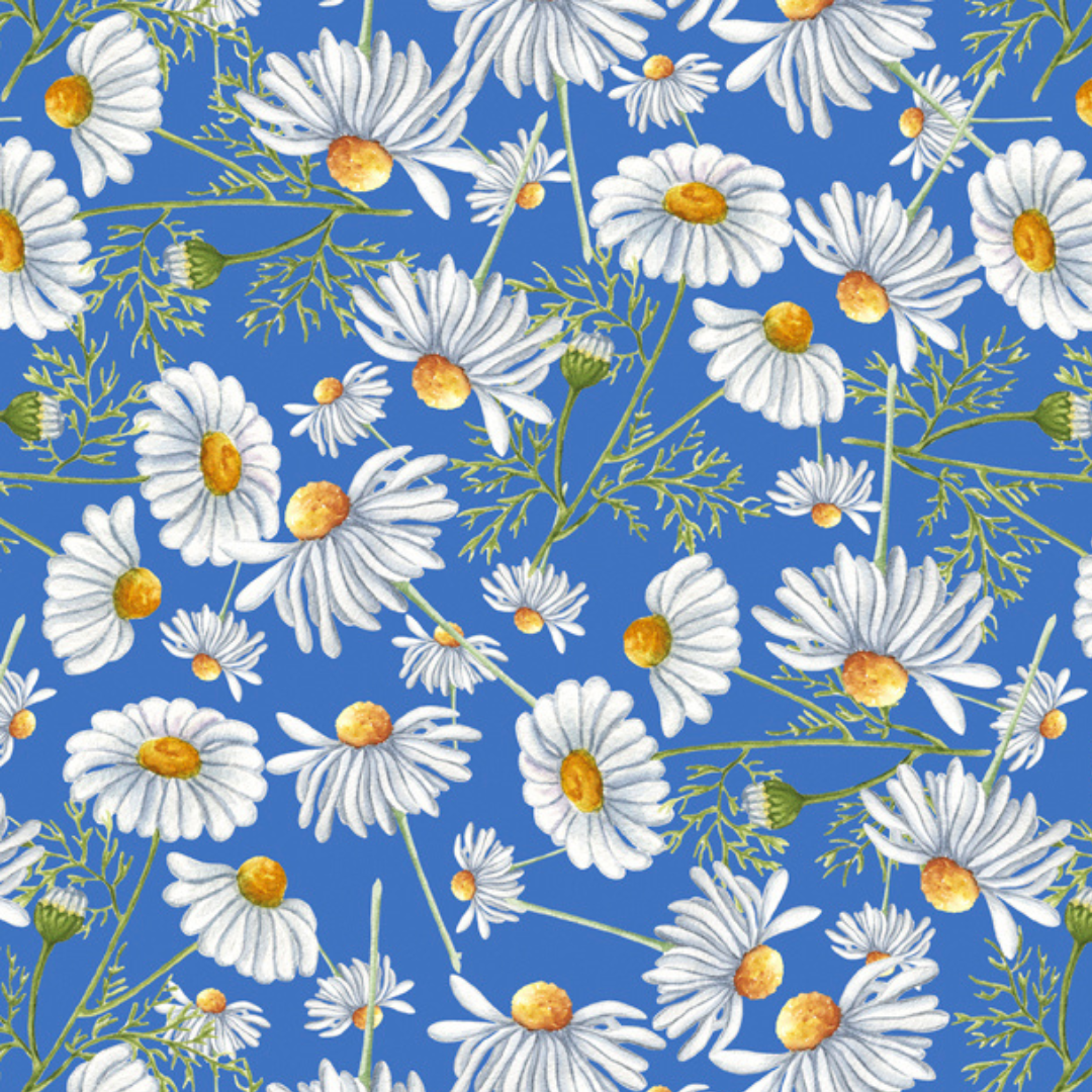 Daisies Wildflowers Cotton Fabric