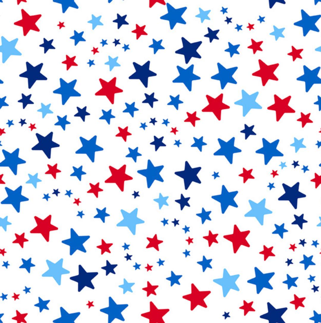 Patriotic Stars Red White and Blue Poly Cotton Fabric