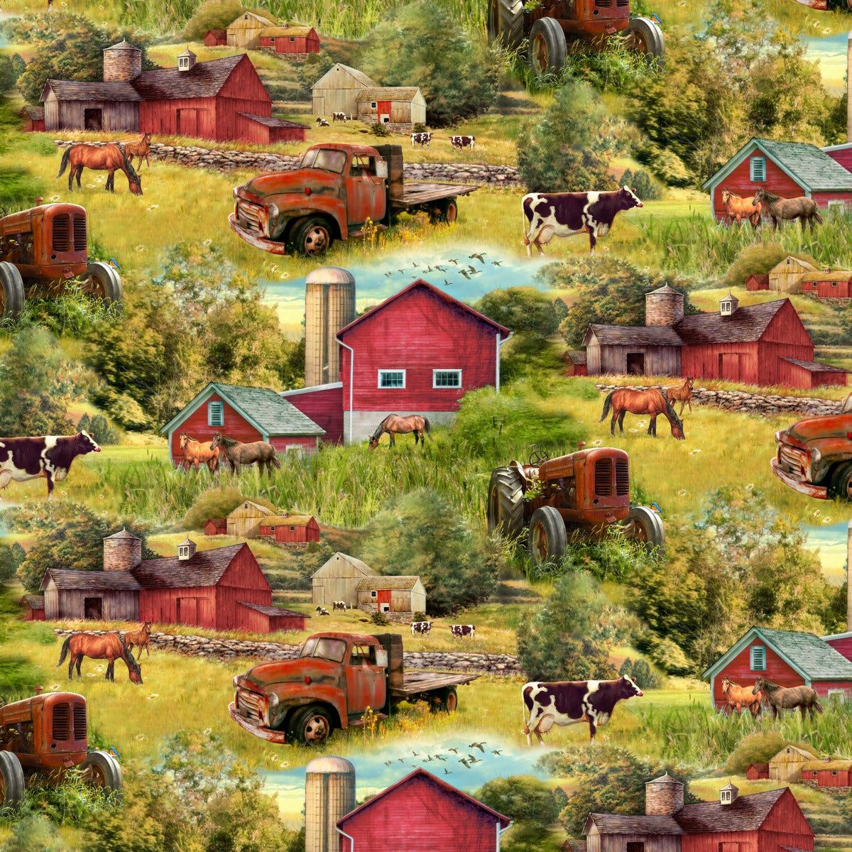 Farm Life Cotton Fabric