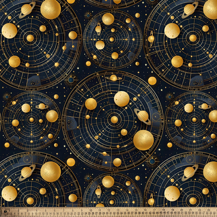 Astronomy Solar System Digital Cotton Print Fabric
