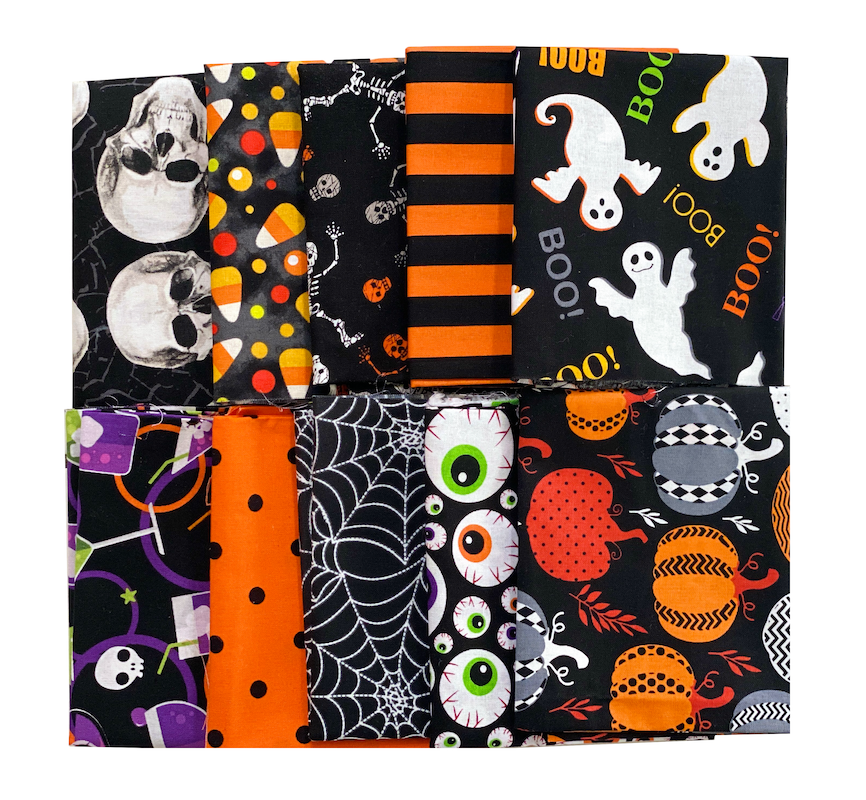 Halloween 10-Piece Cotton Fabric Fat Quarter Bundle