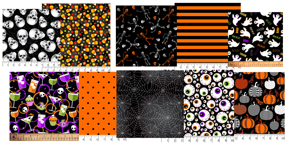 Halloween 10-Piece Cotton Fabric Fat Quarter Bundle