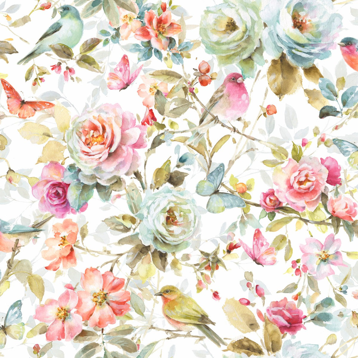 Watercolor Garden Cotton Fabric