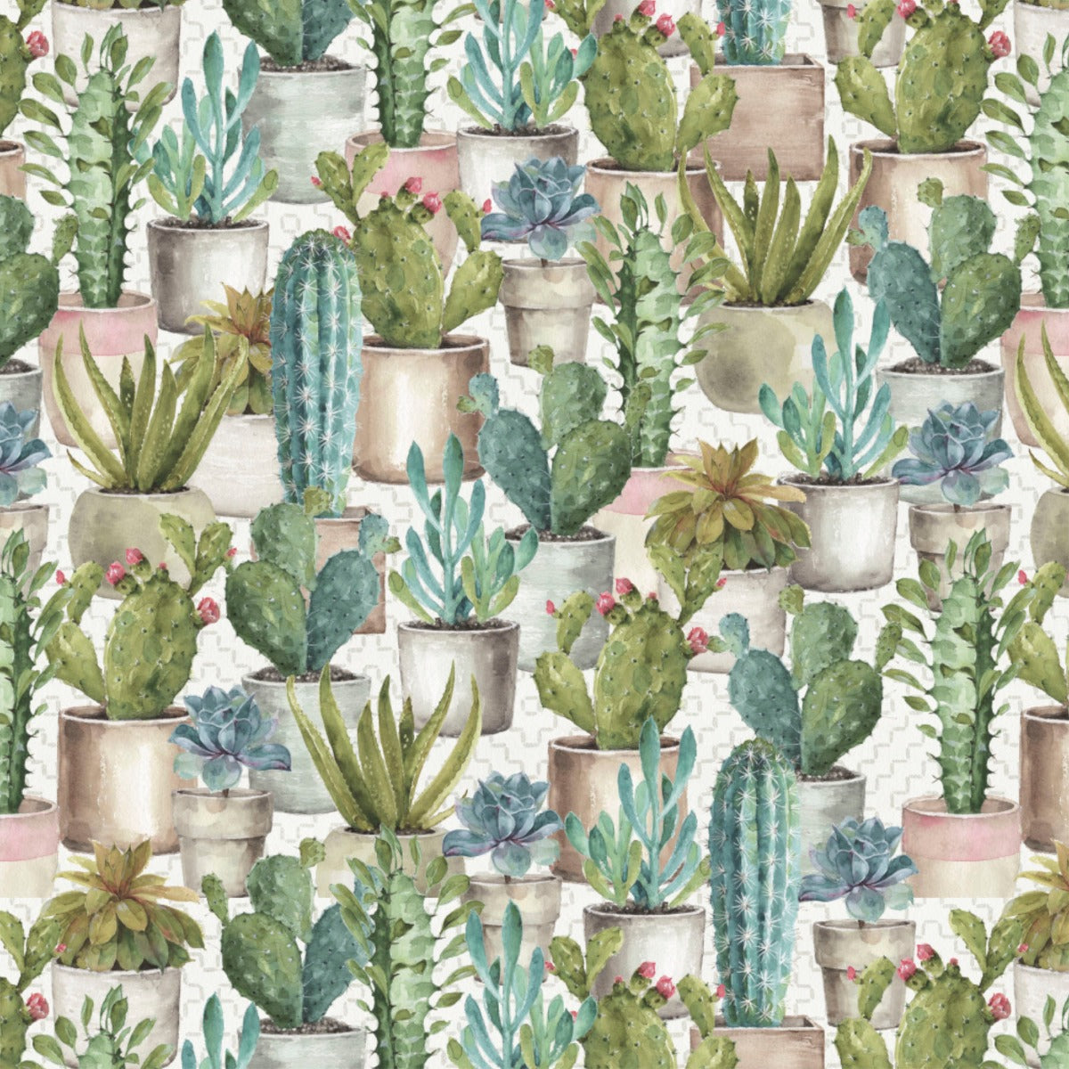 Potted Cactus Garden Cotton Fabric