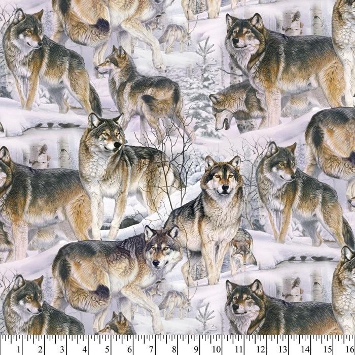 Wolves in the Snow Cotton Fabric