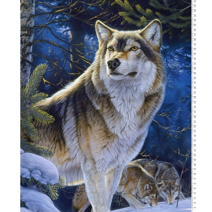Alpha Wolf Digital Cotton Print Fabric Panel