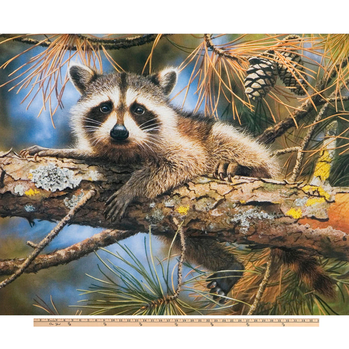 Raccoon Digital Cotton Print Fabric Panel