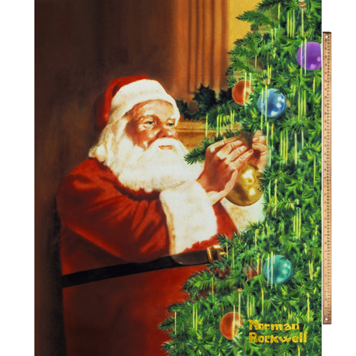Santa Claus Christmas Tree Norman Rockwell Licensed by David Textiles Digital Print Cotton Fabric Panel
