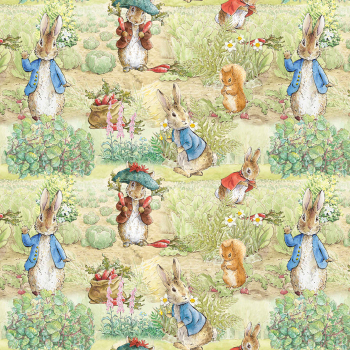 Peter Rabbit and Squirrel Cotton Fabric