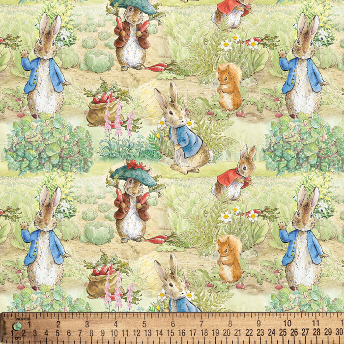 Peter Rabbit and Squirrel Cotton Fabric