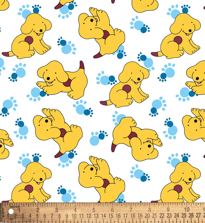 Spot the Dog Paw Prints Licensed By David Textiles Flannel Fabric