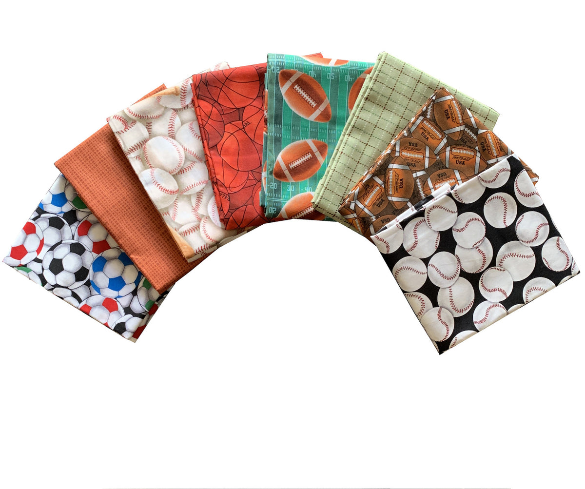 Sports 8-piece Cotton Fabric Fat Quarter Bundle