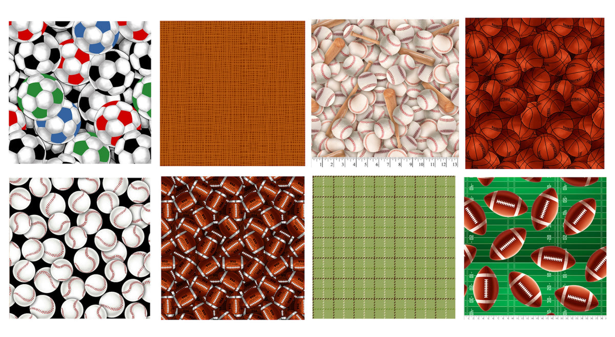 Sports 8-piece Cotton Fabric Fat Quarter Bundle