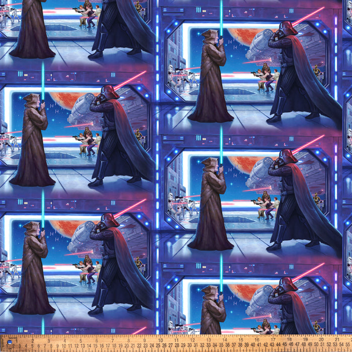 Darth Vader Obi Wan Duel Star Wars By Thomas Kinkade Licensed By David Textiles Digital Cotton Print Fabric