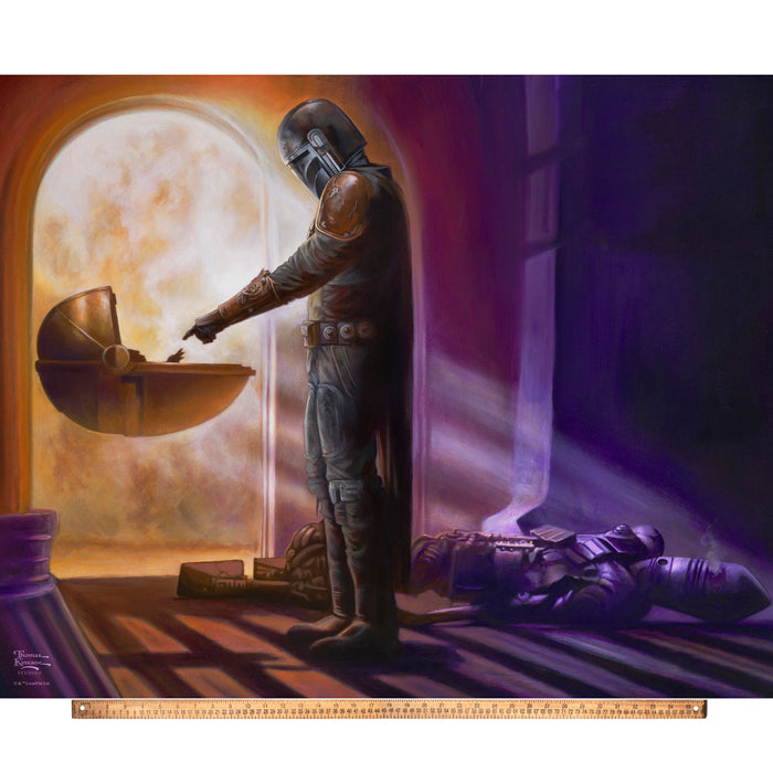 The Mandalorian The Child Bond Star Wars by Thomas Kinkade Licensed by David Textiles Digital Print Cotton Fabric Panel