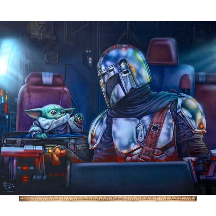 The Child The Mandalorian Fly Star Wars by Thomas Kinkade Licensed by David Textiles Digital Print Cotton Fabric Panel