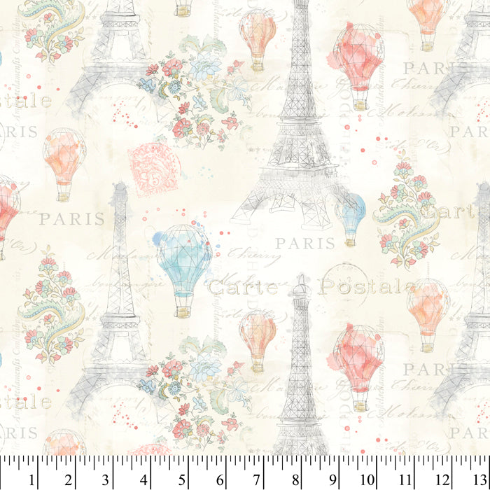 Paris Hot Air Balloons Cotton Fabric