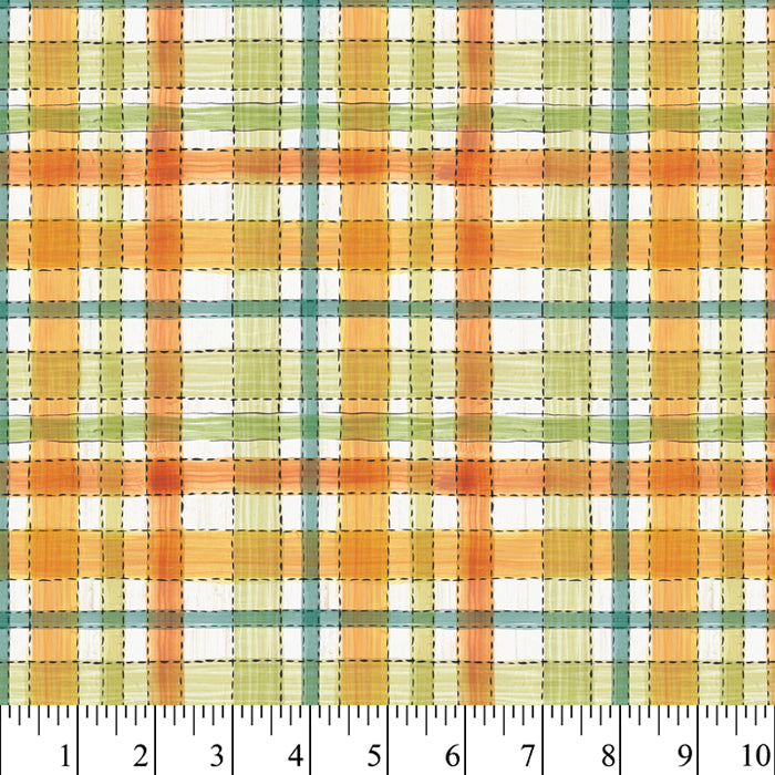 Sunny Dashed Plaid Cotton Fabric, 1-Yard PRECUTS
