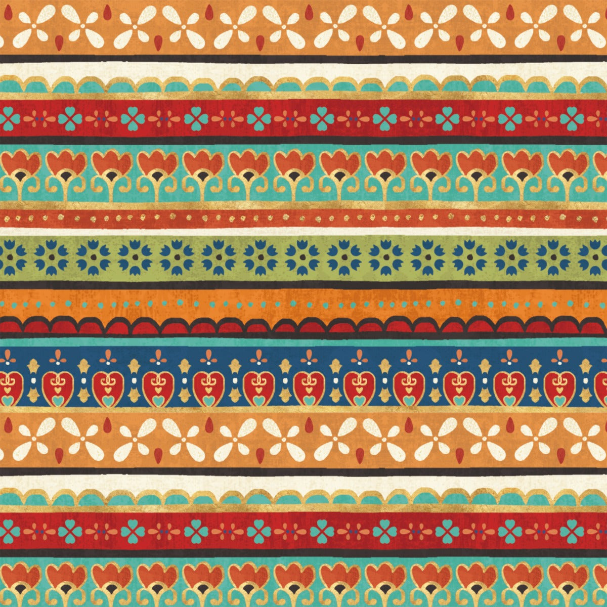 Floral Ribbons Cotton Fabric, 1 Yard Precut