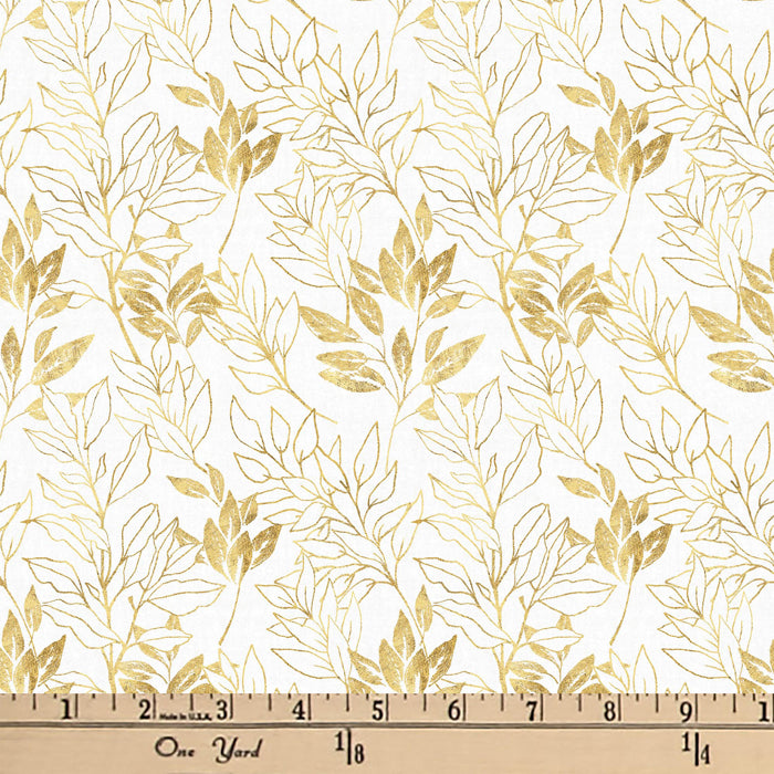Golden Leaves Cotton Fabric