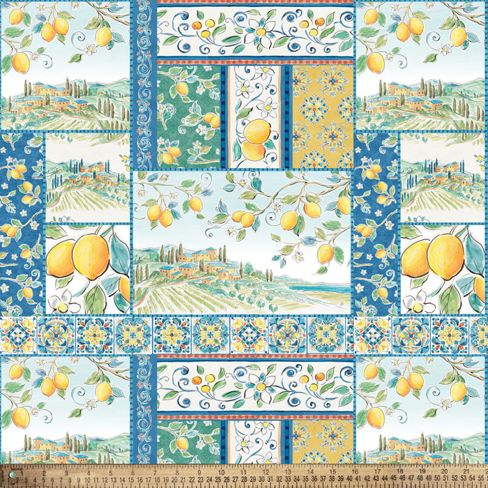 Lemons Italian Countryside Cotton Fabric