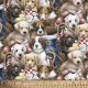 Puppies Chicks and Flowers Cotton Fabric