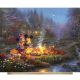 Mickey & Minnie Campfire Disney By Thomas Kinkade Digital Cotton Print Fabric Panel