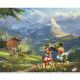 Mickey & Minnie Travel The Alps Disney by Thomas Kinkade licensed by David Textiles Digital Cotton Print Fabric Panel