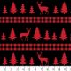 Christmas Deer Forest Checkers Cotton Fabric