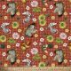 Floral Rooster Gingham Cotton Fabric