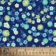 Roses and Flowers on Blue Cotton Fabric
