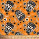 Halloween Sugar Skulls Orange Cotton Fabric