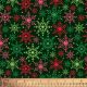 Holiday Snowflakes Green Cotton Fabric