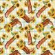 Cowboy Boots Sunflowers Cotton Fabric