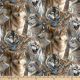Wolves in Brush Digital Cotton Print Fabric