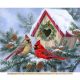 Wintertime Birdhouse Digital Cotton Print Fabric Panel