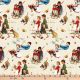 Girl & Boy & Dog Fun Norman Rockwell Licensed by David Textiles Digital Cotton Print Fabric