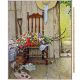 Flowers Gardening Norman Rockwell licensed by David Textiles Digital Cotton Print Fabric Panel