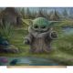 The Child Mandalorian Star Wars by Thomas Kinkade Licensed by David Textiles Digital Print Cotton Fabric Panel