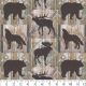 Moose Bear Cotton Fabric, Precut 1 Yard Pieces