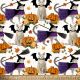 Halloween Cats Get Witchy Batty Digital Cotton Print Fabric