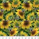 Sunflowers And Birds Cotton Fabric